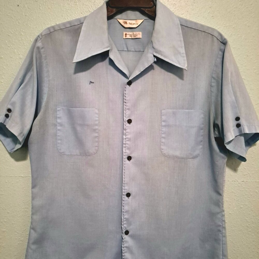 Vintage Lt Blue 60’s Mr. California shirt size Large